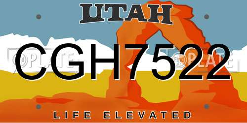 CGH7522 Utah License Plate