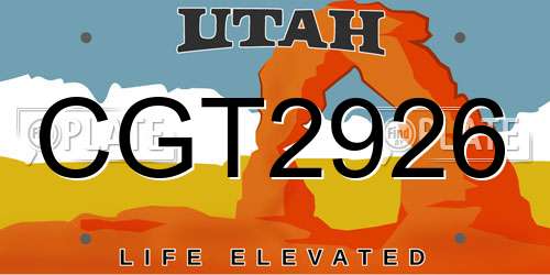 CGT2926 Utah License Plate