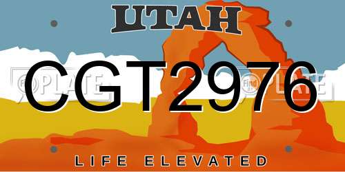 CGT2976 Utah License Plate