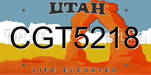 CGT5218 Utah License Plate
