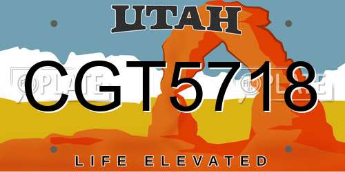 CGT5718 Utah License Plate