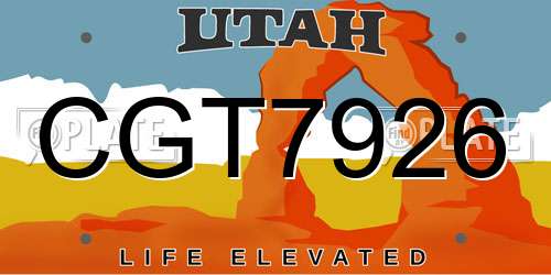 CGT7926 Utah License Plate