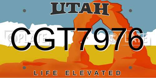 CGT7976 Utah License Plate