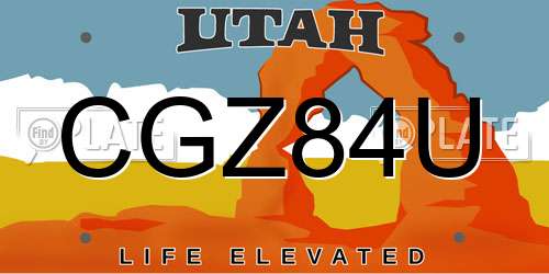 CGZ84U Utah License Plate