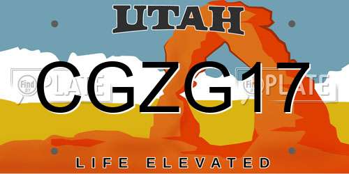 CGZG17 Utah License Plate