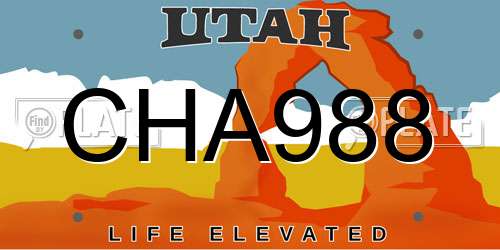 CHA988 Utah License Plate