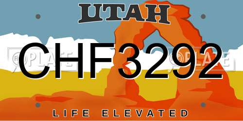 CHF3292 Utah License Plate