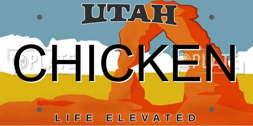 CHICKEN Utah License Plate