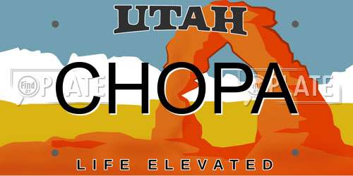 CHOPA Utah License Plate