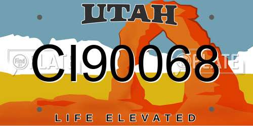 CI90068 Utah License Plate