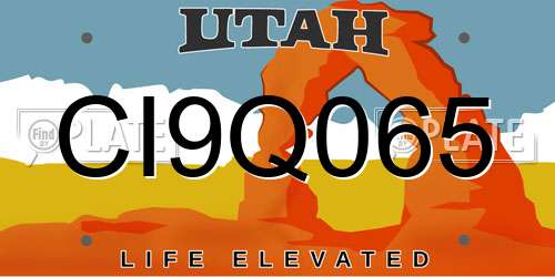 CI9Q065 Utah License Plate