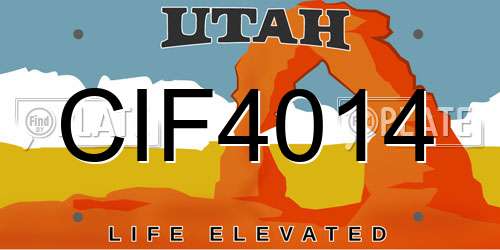 CIF4014 Utah License Plate