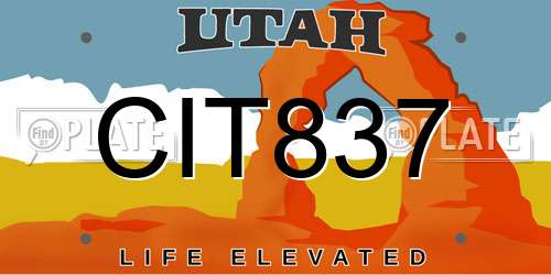 CIT837 Utah License Plate