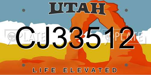 CJ33512 Utah License Plate