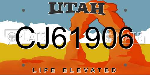 CJ61906 Utah License Plate