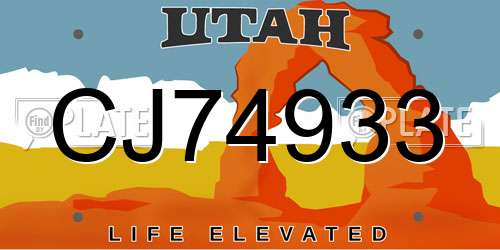 CJ74933 Utah License Plate