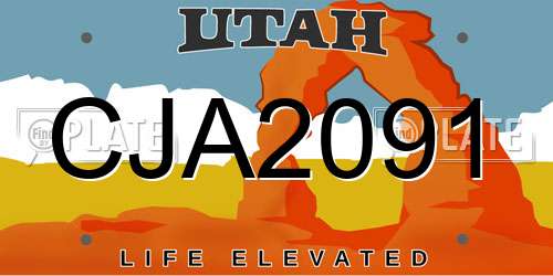 CJA2091 Utah License Plate
