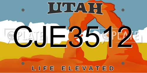CJE3512 Utah License Plate