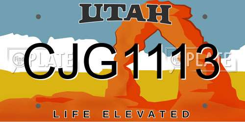 CJG1113 Utah License Plate