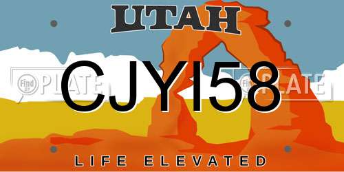 CJYI58 Utah License Plate