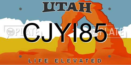 CJYI85 Utah License Plate