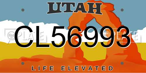 CL56993 Utah License Plate