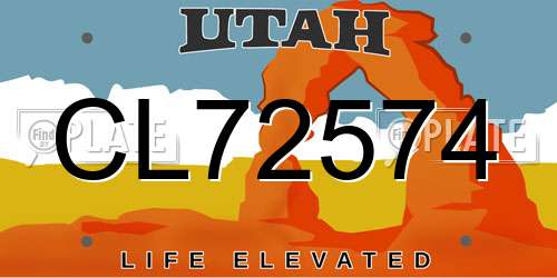 CL72574 Utah License Plate