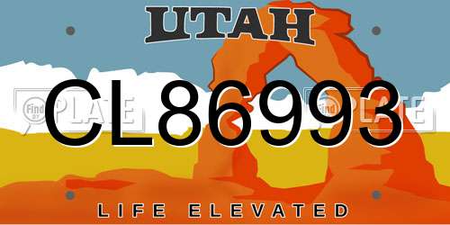 CL86993 Utah License Plate