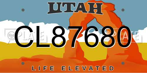 CL87680 Utah License Plate