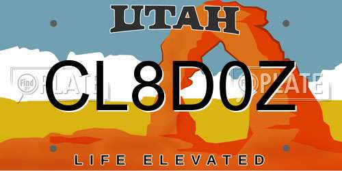 CL8D0Z Utah License Plate