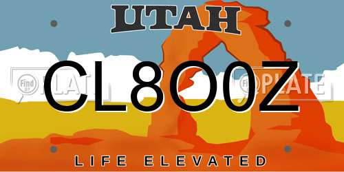 CL8O0Z Utah License Plate