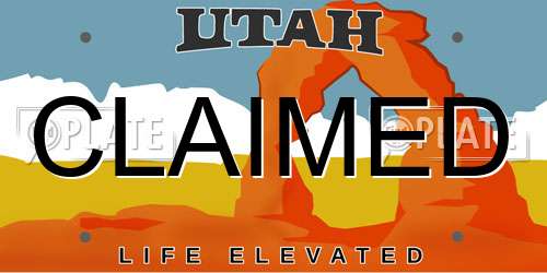 CLAIMED Utah License Plate