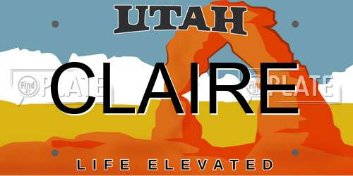 CLAIRE Utah License Plate