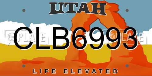 CLB6993 Utah License Plate