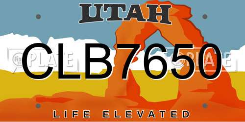 CLB7650 Utah License Plate