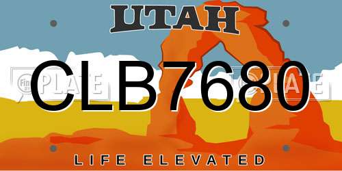 CLB7680 Utah License Plate