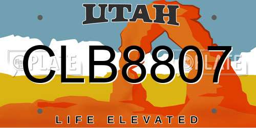 CLB8807 Utah License Plate