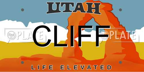 CLIFF Utah License Plate