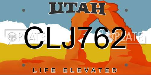 CLJ762 Utah License Plate