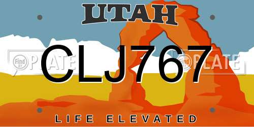 CLJ767 Utah License Plate