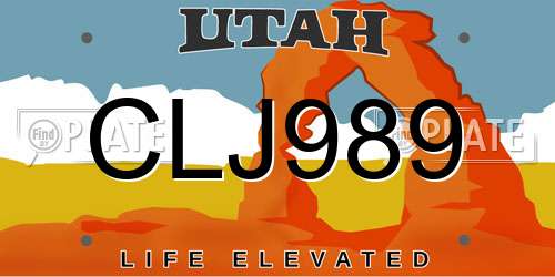 CLJ989 Utah License Plate