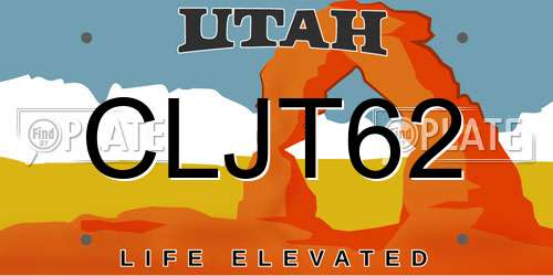 CLJT62 Utah License Plate