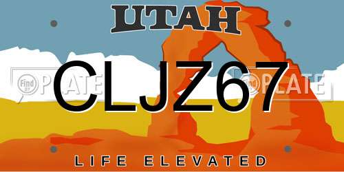 CLJZ67 Utah License Plate