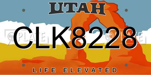 CLK8228 Utah License Plate