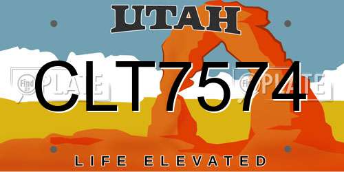 CLT7574 Utah License Plate
