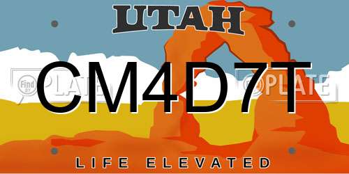CM4D7T Utah License Plate
