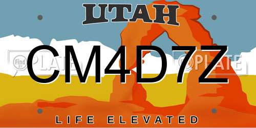 CM4D7Z Utah License Plate