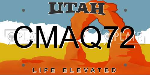 CMAQ72 Utah License Plate
