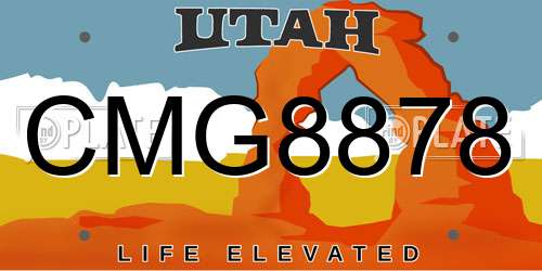 CMG8878 Utah License Plate