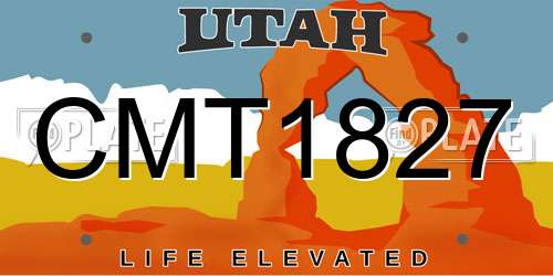 CMT1827 Utah License Plate
